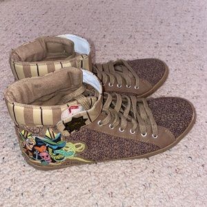 Brown Graphic Sneakers